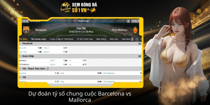 Soi kèo hôm nay Barcelona vs Mallorca 22:15 07/02 kèo châu Á 4 Du doan ty so chung cuoc Barcelona vs Mallorca